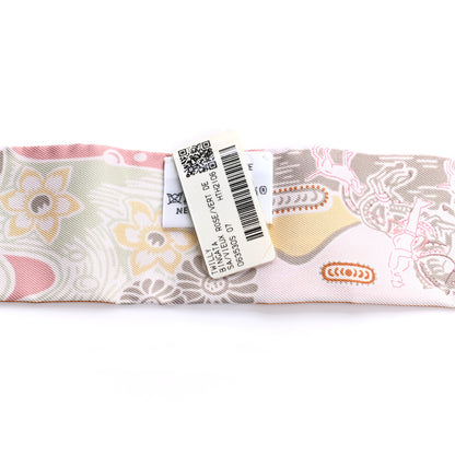 Hermes Silk Bingata Twilly Vieux Rose Vert De Eau 2 of 4