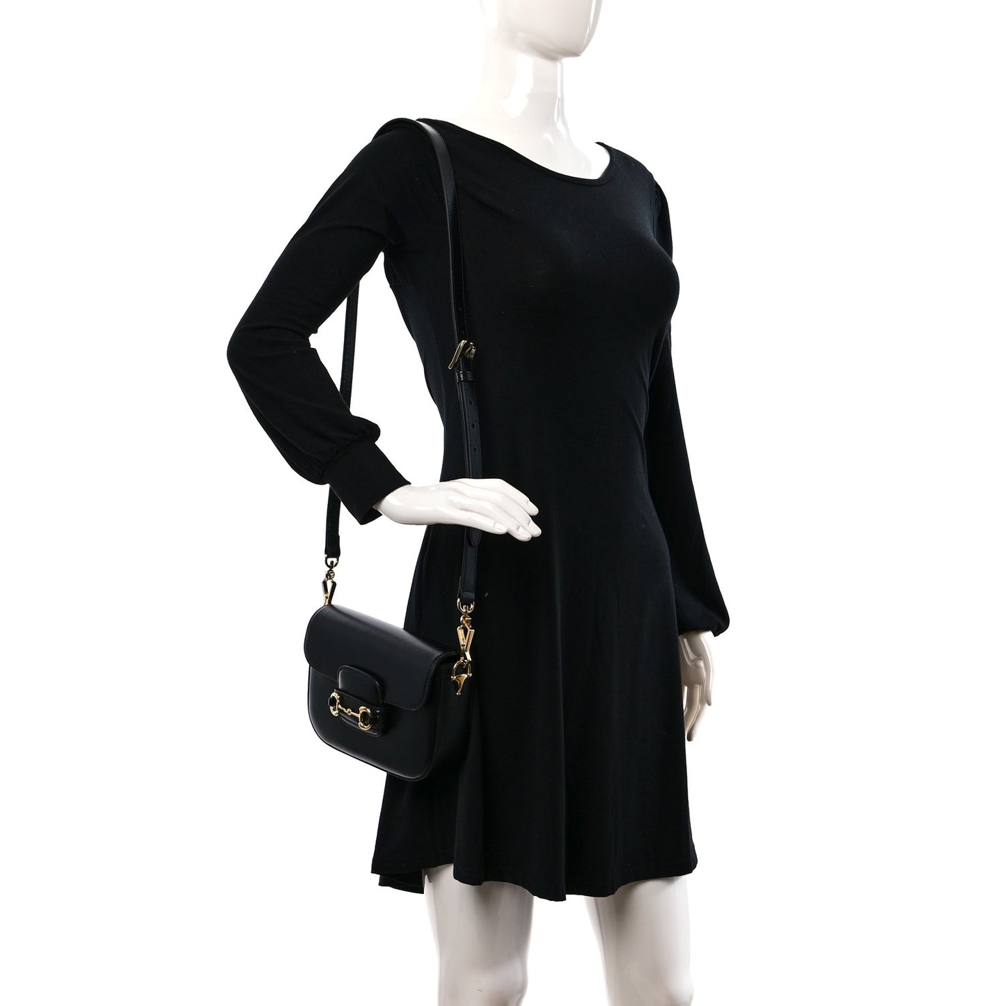 Azalea Calfskin Web Mini Horsebit 1955 Shoulder Bag Black
