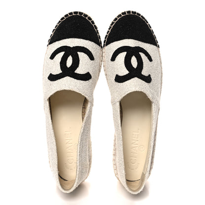 Chanel Terry Cloth CC Espadrilles 40 Silver Black 2 of 11