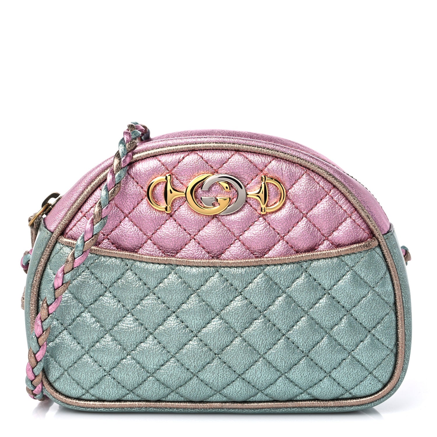 Gucci Laminated Nappa Trapuntata Mini Zumi Dome Shoulder Bag Rosa Lago Rame 1 of 9