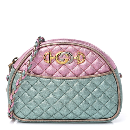 Gucci Laminated Nappa Trapuntata Mini Zumi Dome Shoulder Bag Rosa Lago Rame 1 of 9
