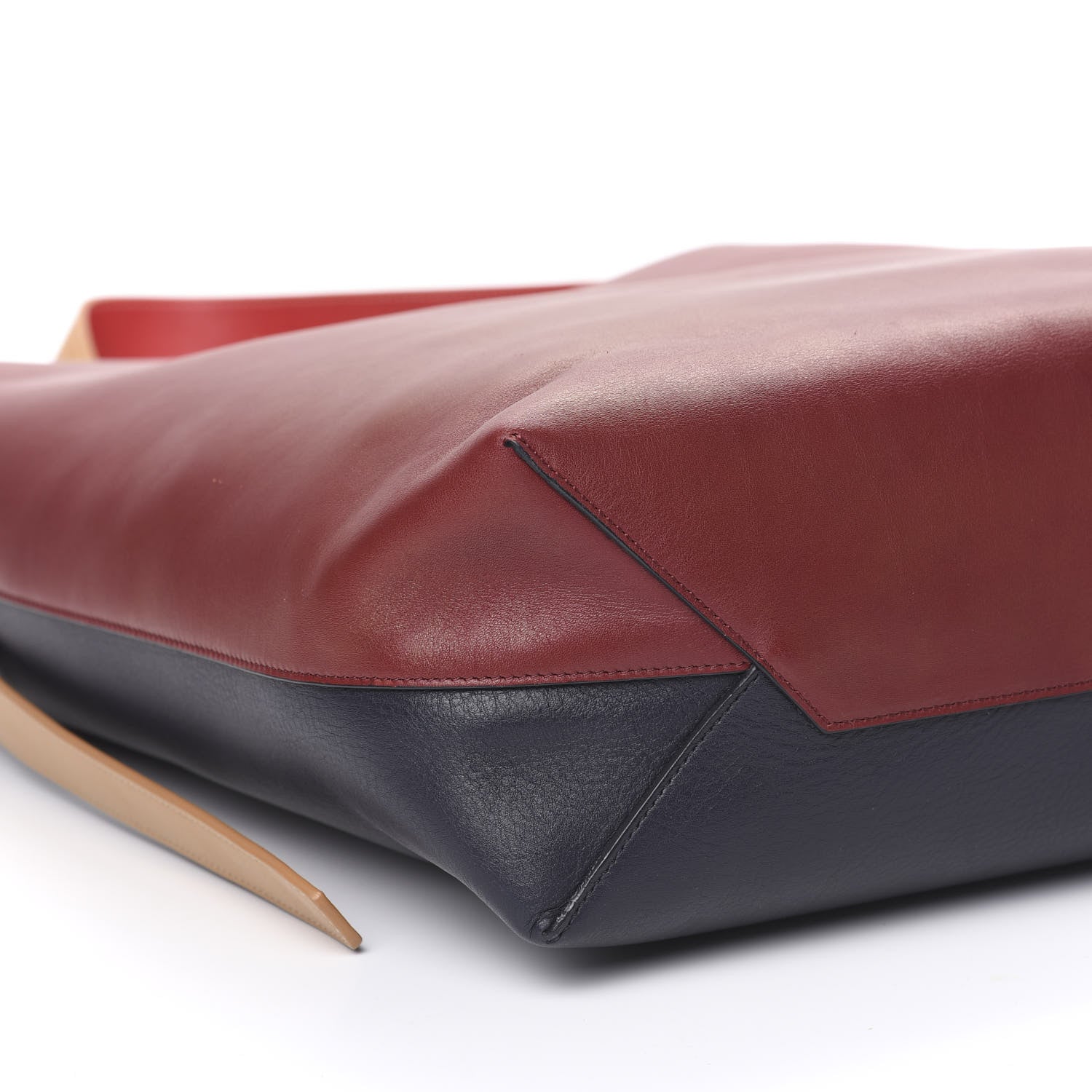 Celine Shiny Smooth Calfskin Small Twisted Cabas Dark Ruby Navy 7 of 9