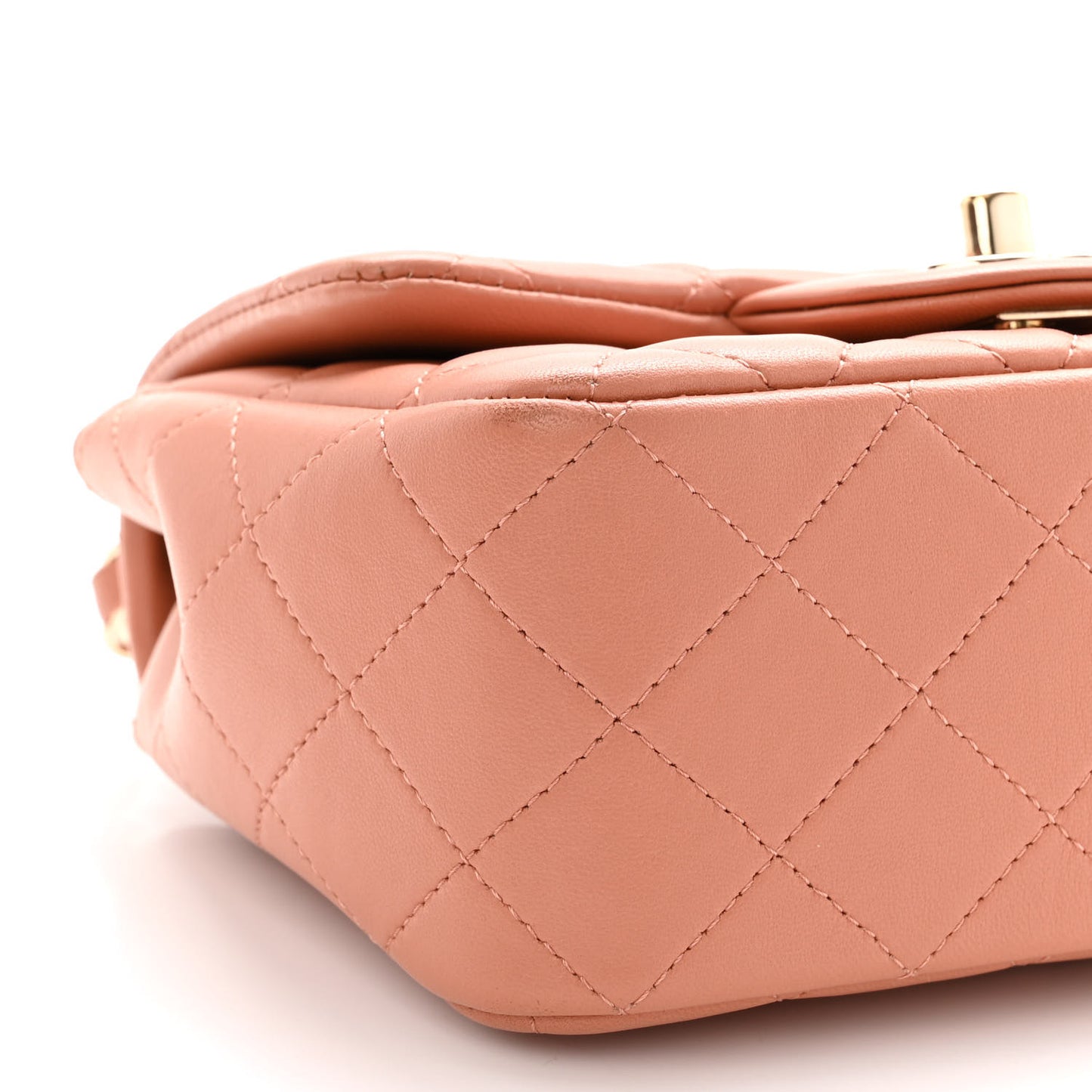 Lambskin Quilted Mini Square Flap Dark Beige