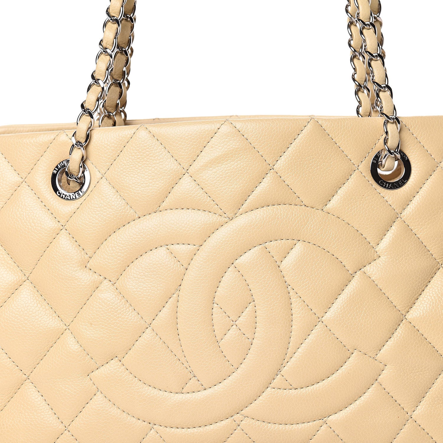 Chanel Caviar Caviar Quilted CC Tote Beige 12 of 19
