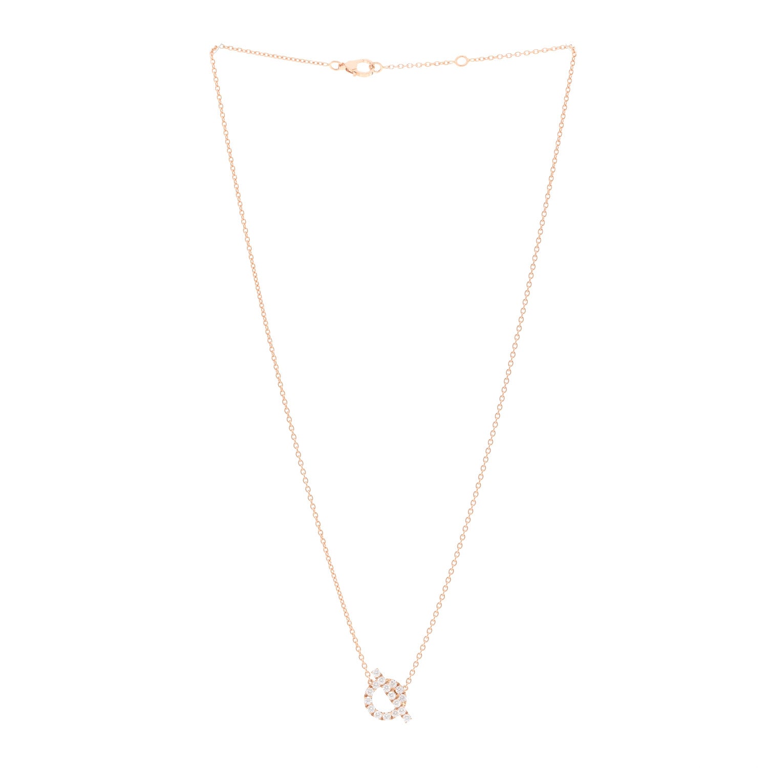 Hermes 18K Rose Gold Diamond Finesse Pendant Necklace 3 of 6