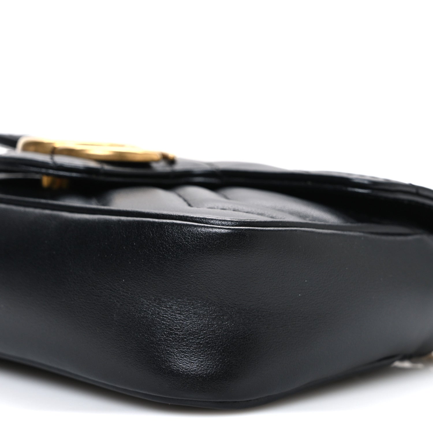 Gucci Calfskin Matelasse Super Mini GG Marmont Shoulder Bag Black 9 of 9