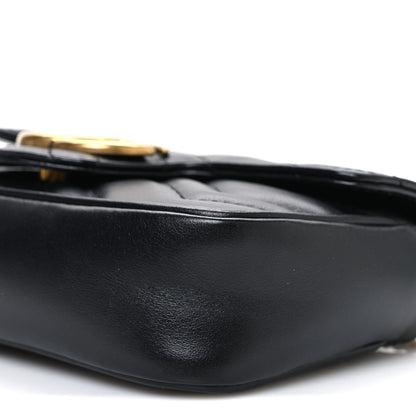 Gucci Calfskin Matelasse Super Mini GG Marmont Shoulder Bag Black 9 of 9
