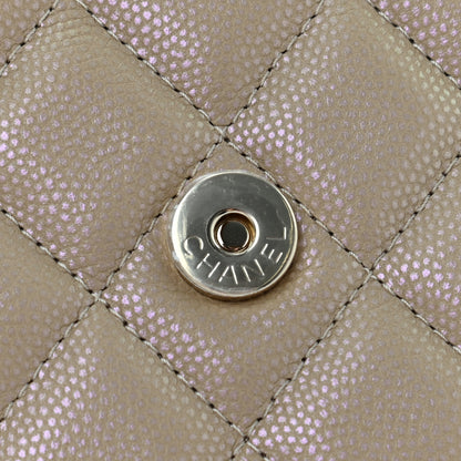 Chanel Iridescent Caviar Quilted Flap Phone Holder With Chain Beige 9 of 10