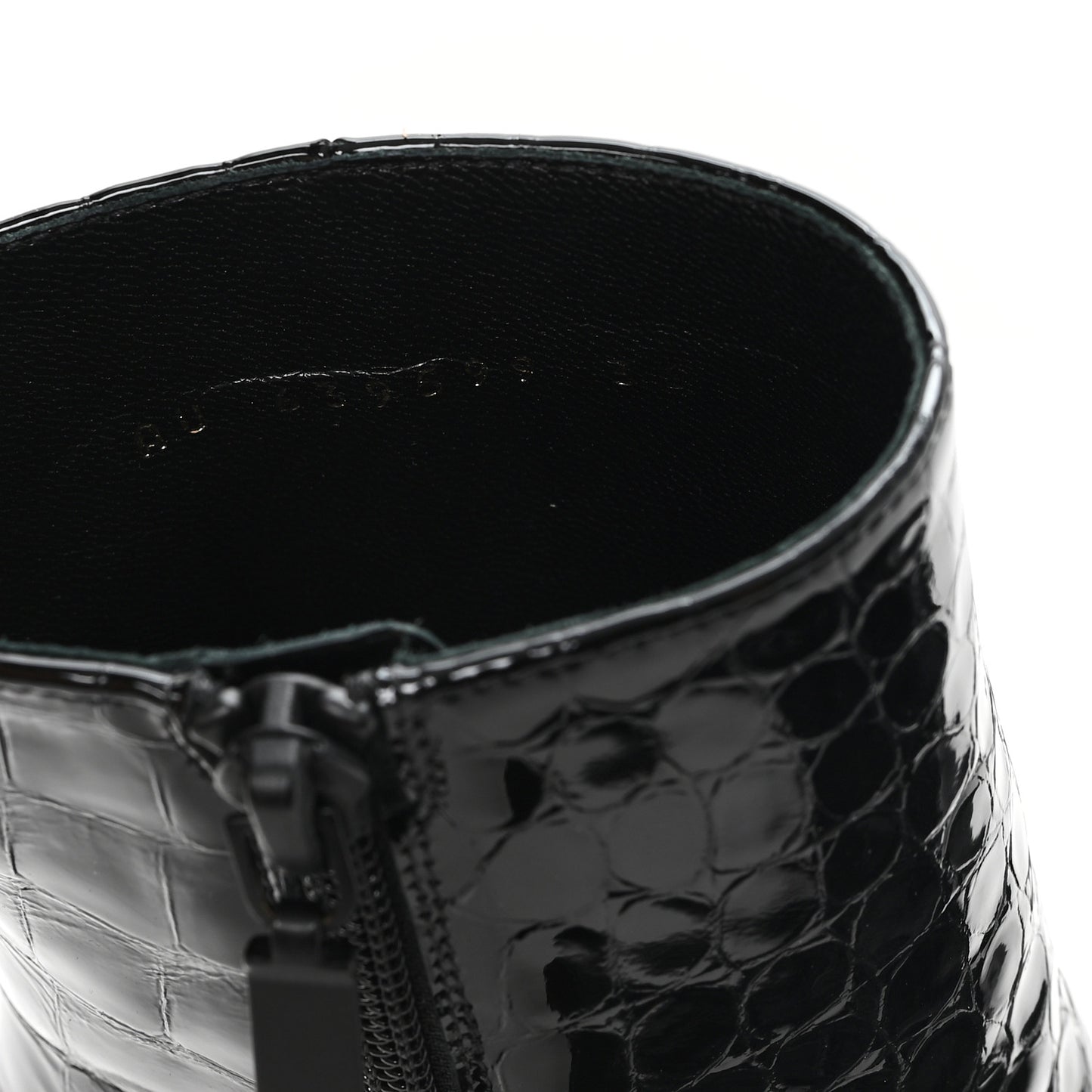 Alligator Embossed Patent Calfskin Opyum 110 Ankle Boots 36.5 Black