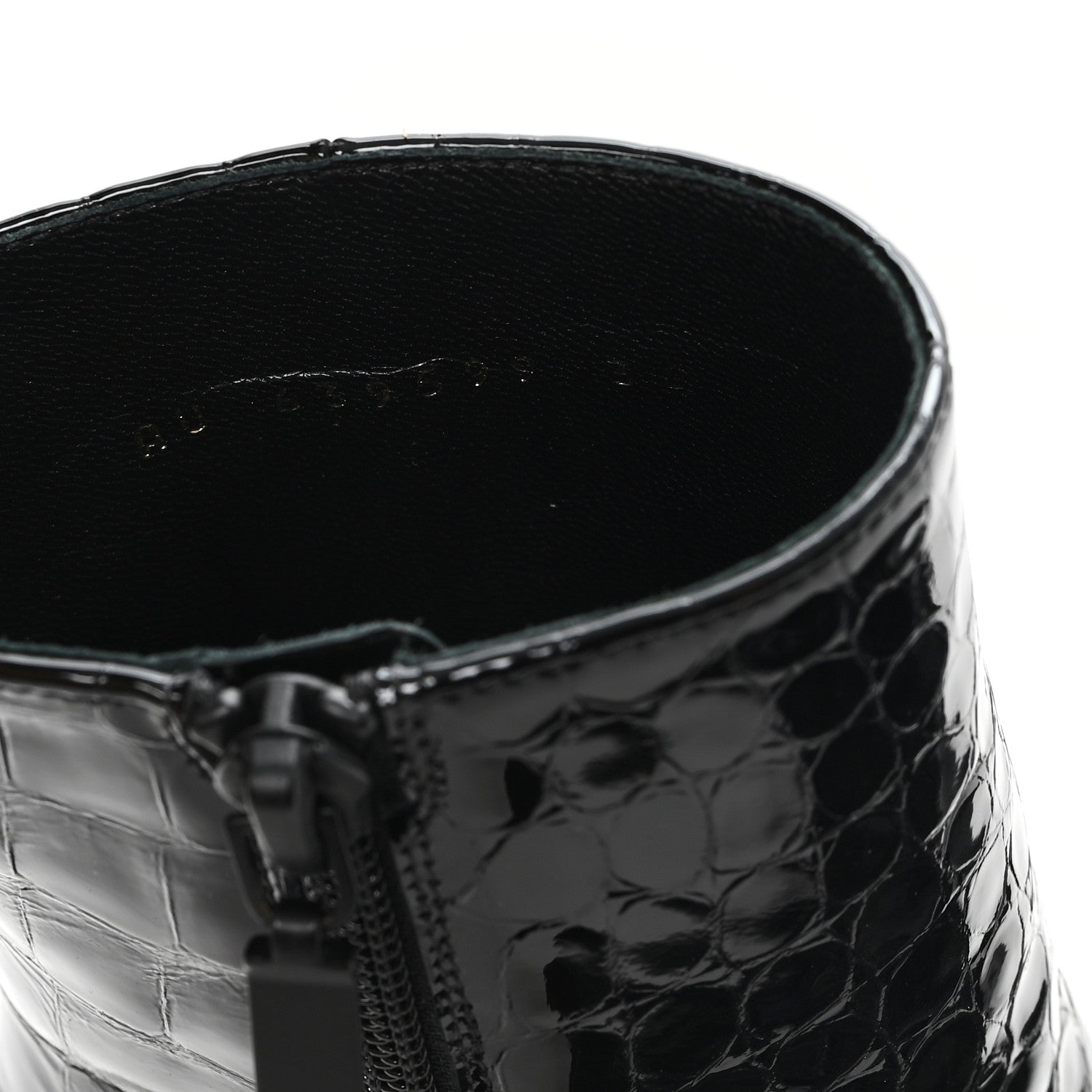 Saint Laurent Alligator Embossed Patent Calfskin Opyum 110 Ankle Boots 36.5 Black 8 of 10
