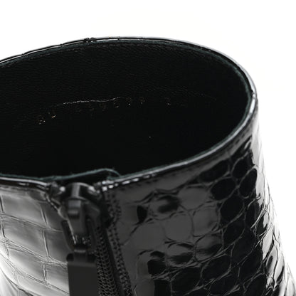 Saint Laurent Alligator Embossed Patent Calfskin Opyum 110 Ankle Boots 36.5 Black 8 of 10