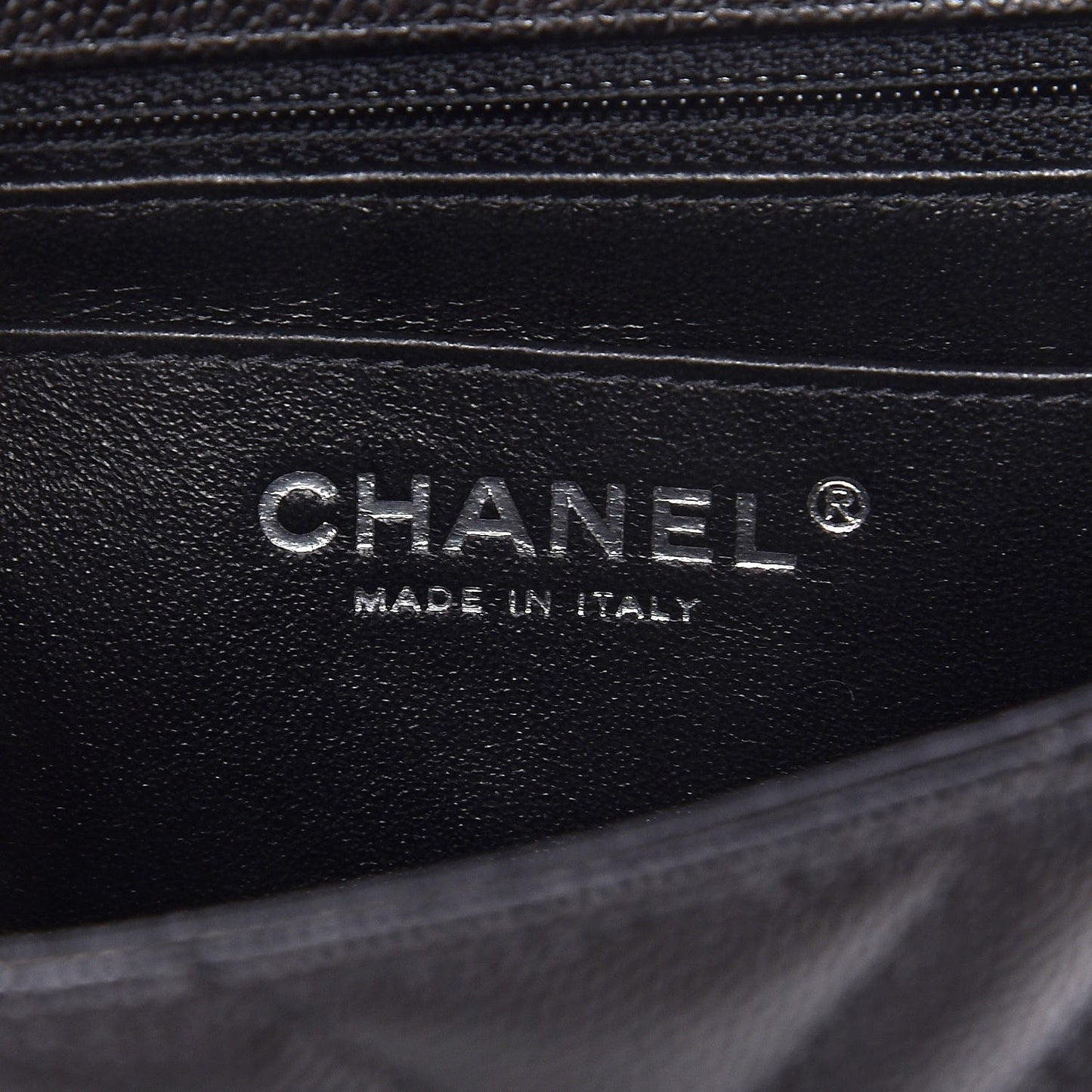 Caviar Chevron Quilted Mini Square Flap Black