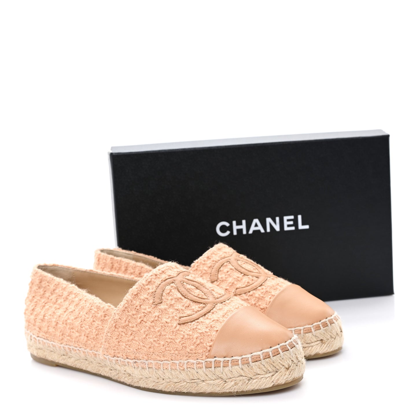 Tweed Lambskin CC Espadrilles 40 Dark Beige Light Brown