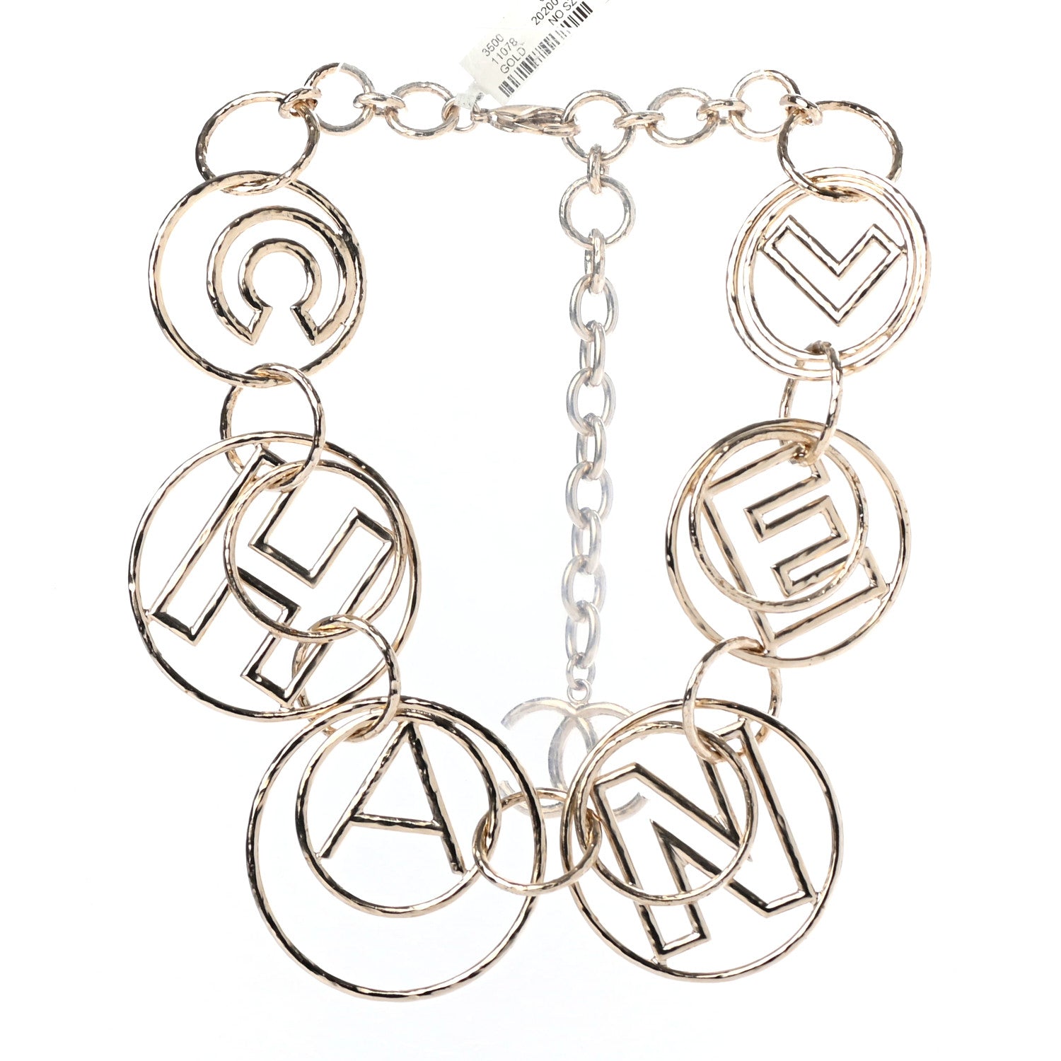 Chanel Metal Hoop Cuba Logo Necklace Gold 2 of 4
