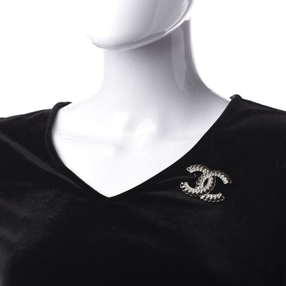 Chanel Crystal Chain CC Brooch Gold 2 of 4