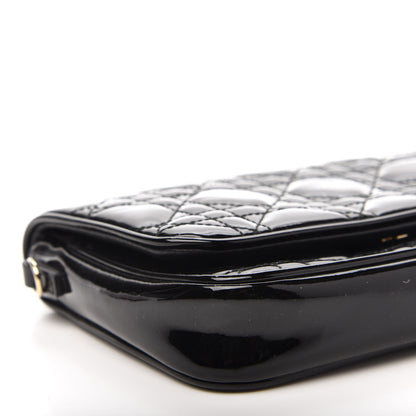 Christian Dior Patent Cannage Wallet on Chain Pouch Black 6 of 10