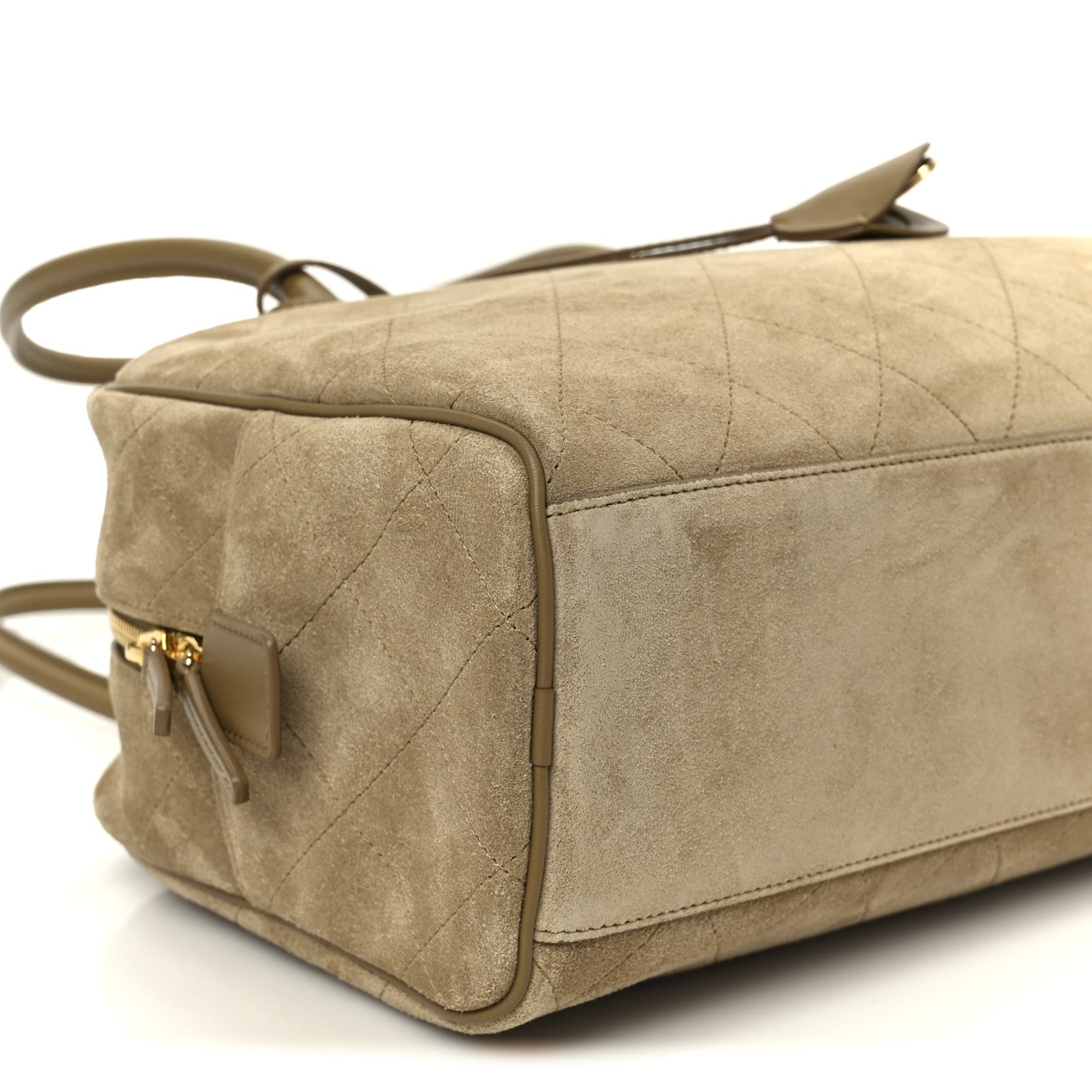 Chanel Suede Calfskin Large Perfect Bowling Bag Dark Beige 17 of 18