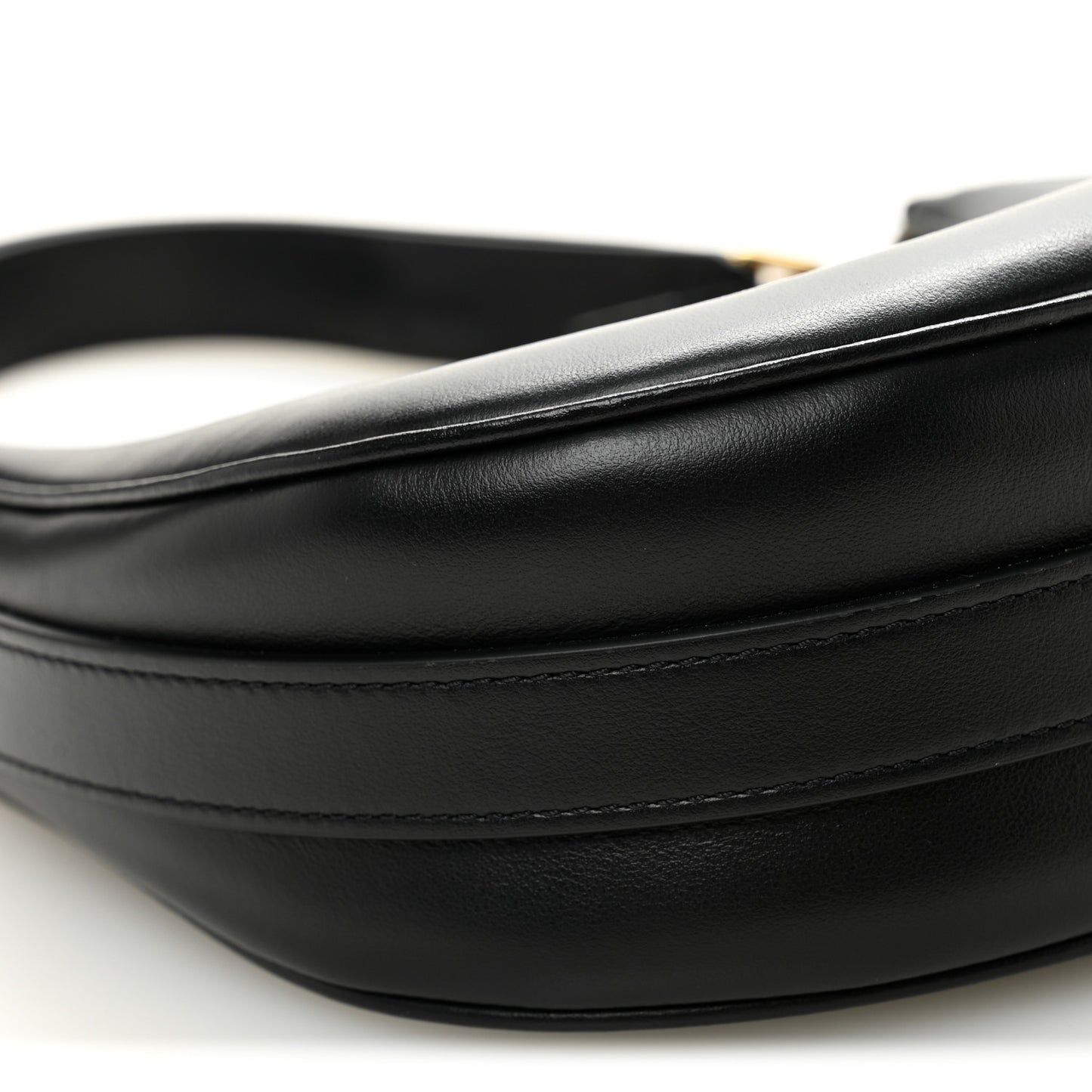 Smooth Calfskin Medium Strap Ava Shoulder Bag Black