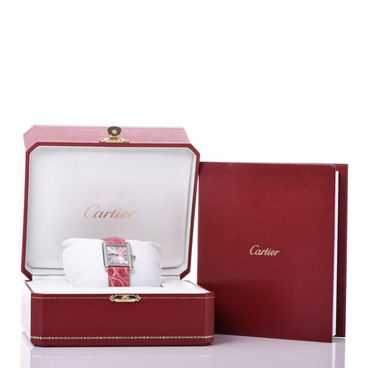 Cartier Stainless Steel Alligator 24mm Tank Solo Quartz Watch Pink 10 of 10