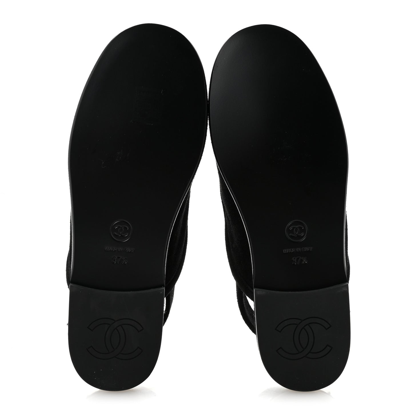 Suede Calfskin CC Slingback Loafers 37.5 Black