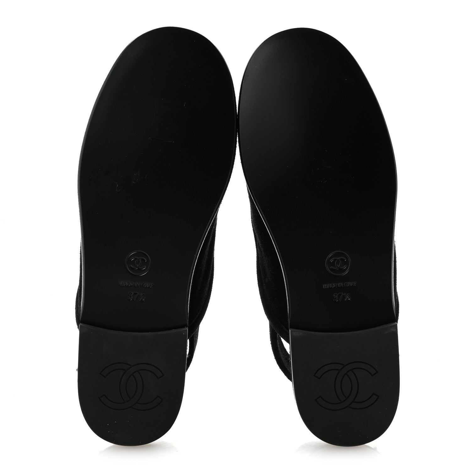 Chanel Suede Calfskin CC Slingback Loafers 37.5 Black 6 of 9