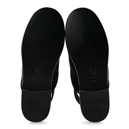 Chanel Suede Calfskin CC Slingback Loafers 37.5 Black 6 of 9