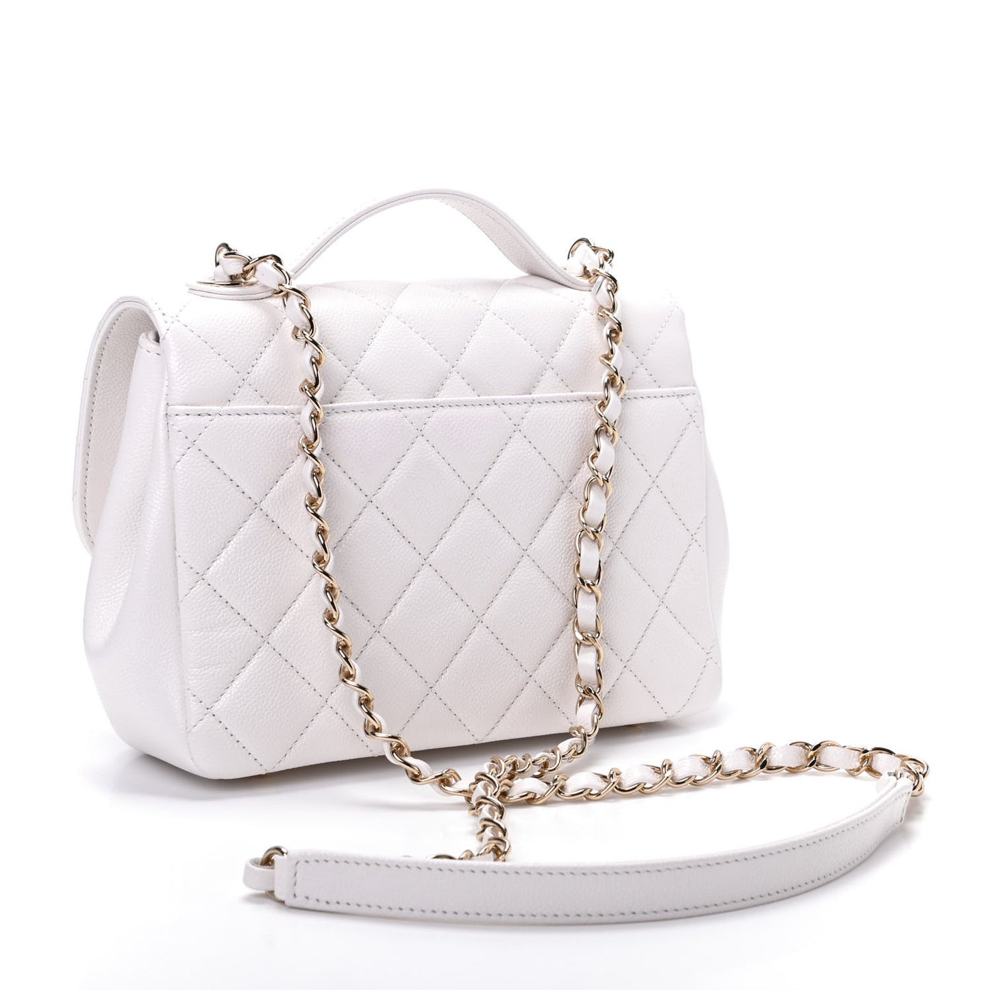 Caviar Quilted Medium Business Affinity Flap White