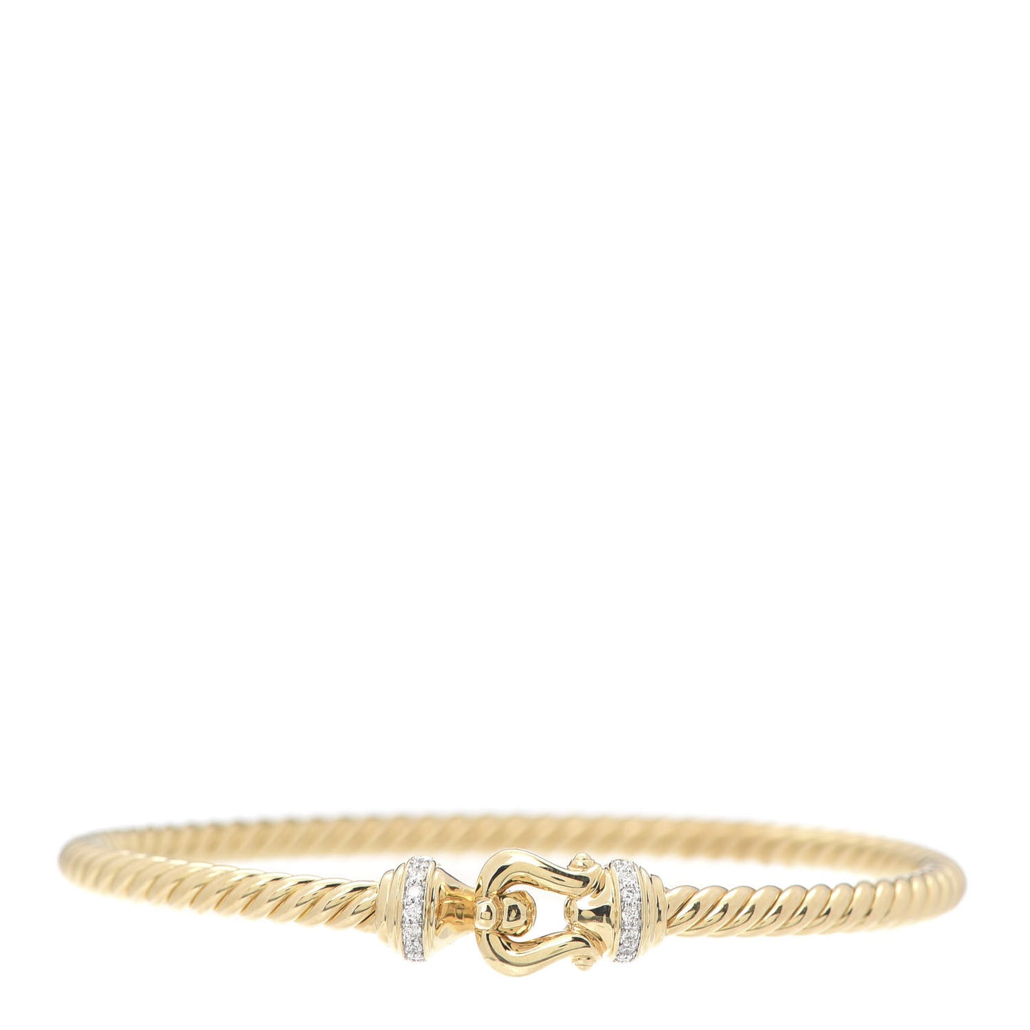 18K Yellow Gold Diamond 3.5mm Cable Buckle Bracelet