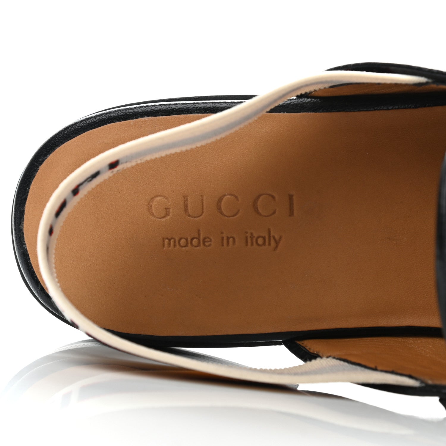 Gucci Goatskin Stripe Mens Horsebit Slingback Slippers 7 Black 6 of 10