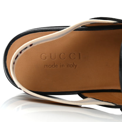 Gucci Goatskin Stripe Mens Horsebit Slingback Slippers 7 Black 6 of 10