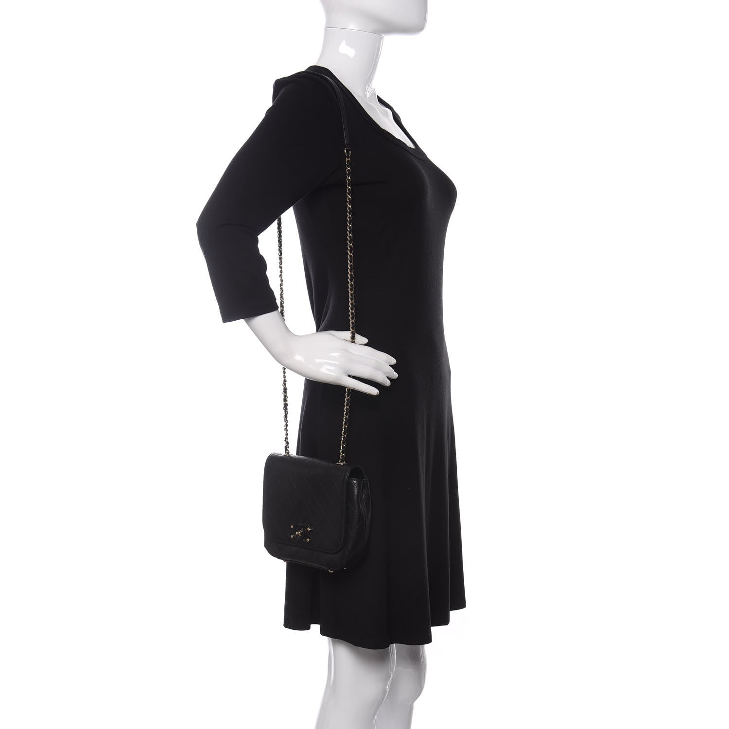 Chanel Calfskin Stitched Flap Bag Black 2 of 10