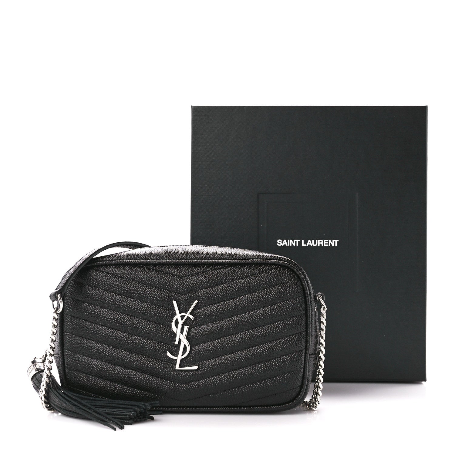 Saint Laurent Grain De Poudre Matelasse Monogram Mini Lou Camera Bag Black 12 of 12