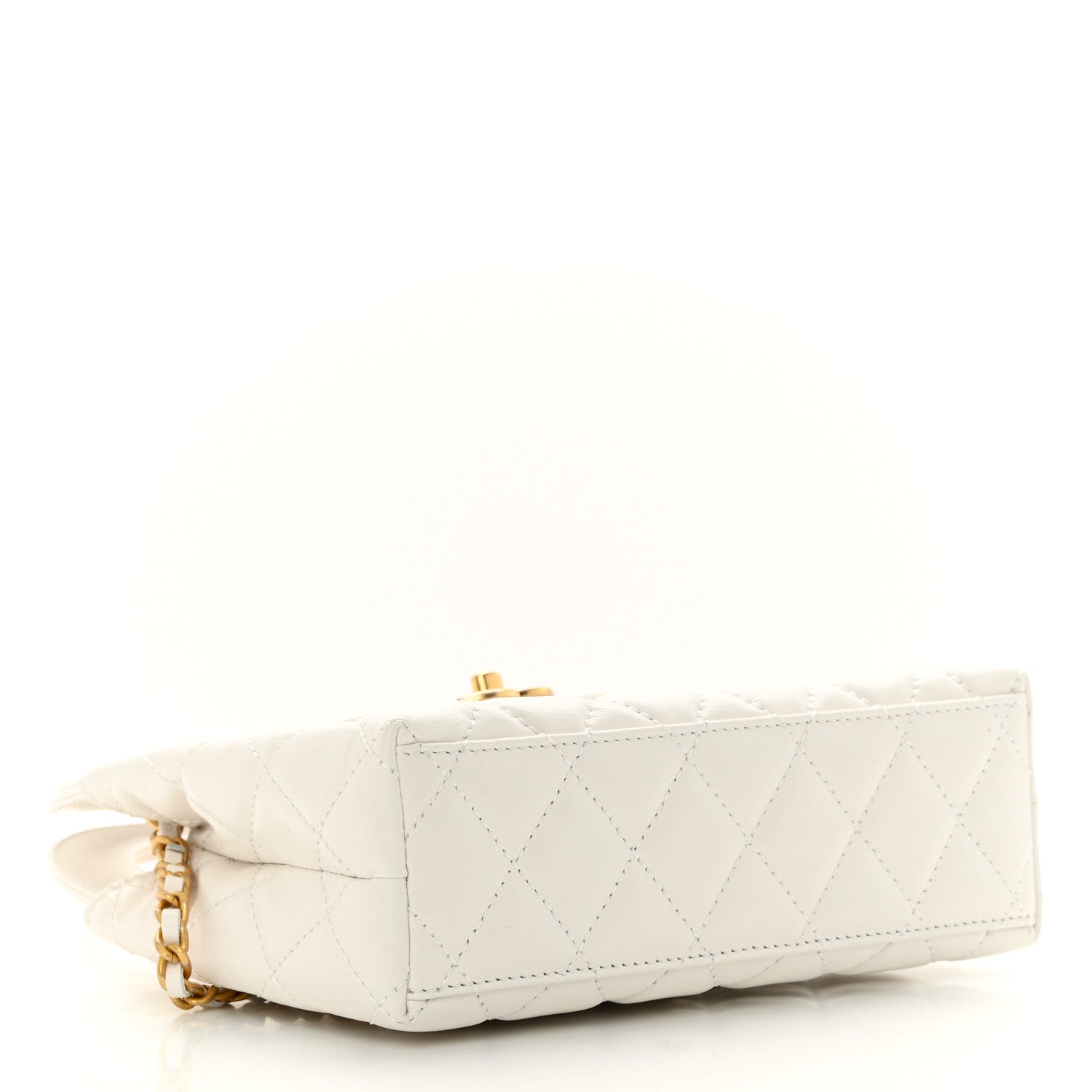 Chanel Shiny Aged Calfskin Quilted Nano Kelly Shopper White 4 of 13