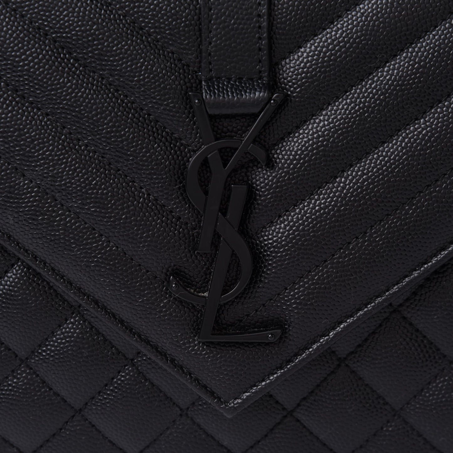 Grain De Poudre Textured Mixed Matelasse Triquilt Medium Monogram Satchel Black