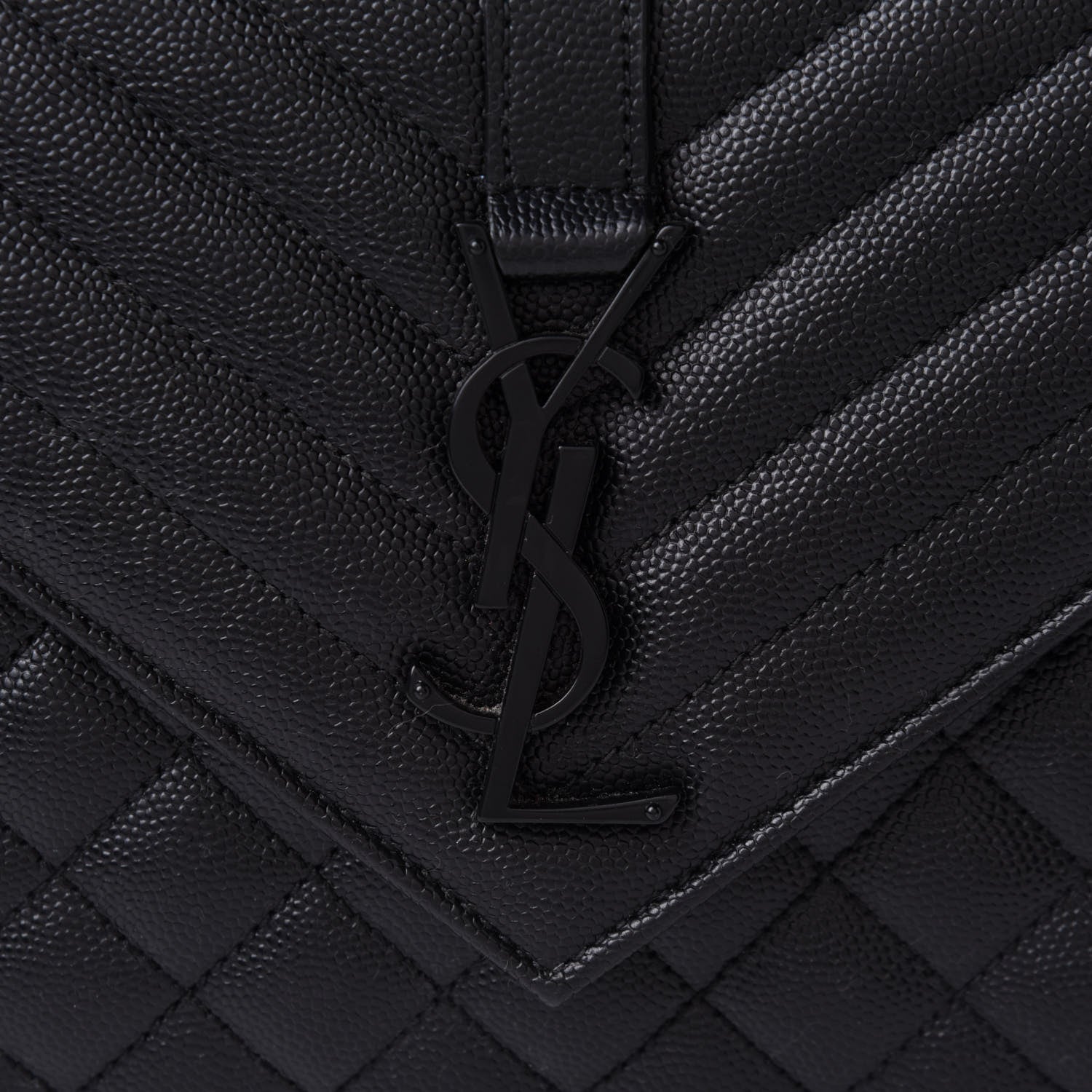 Saint Laurent Grain De Poudre Textured Mixed Matelasse Triquilt Medium Monogram Satchel Black 8 of 10