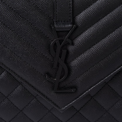 Saint Laurent Grain De Poudre Textured Mixed Matelasse Triquilt Medium Monogram Satchel Black 8 of 10