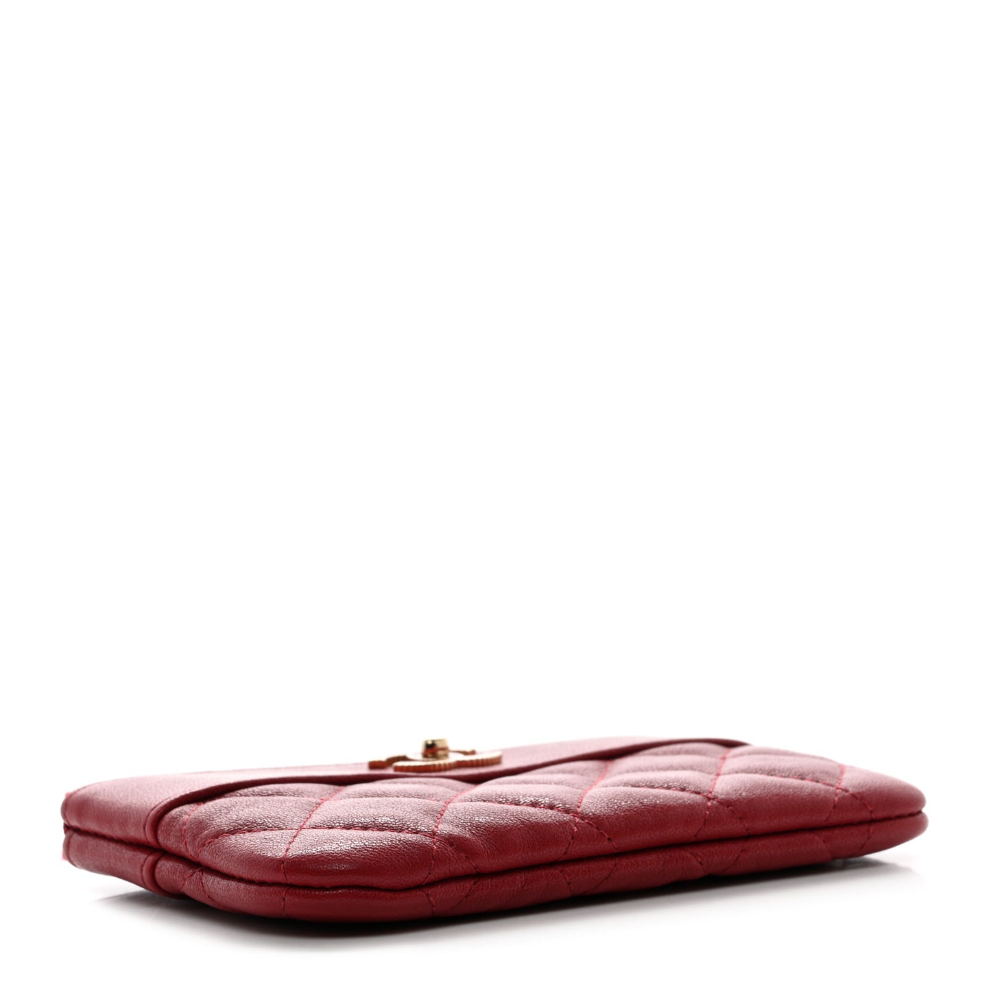 Sheepskin Quilted Small Vintage Mademoiselle Cosmetic Case Red