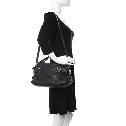 Salvatore Ferragamo Grained Calfskin Gancio Top Handle Convertible Satchel Black 2 of 10