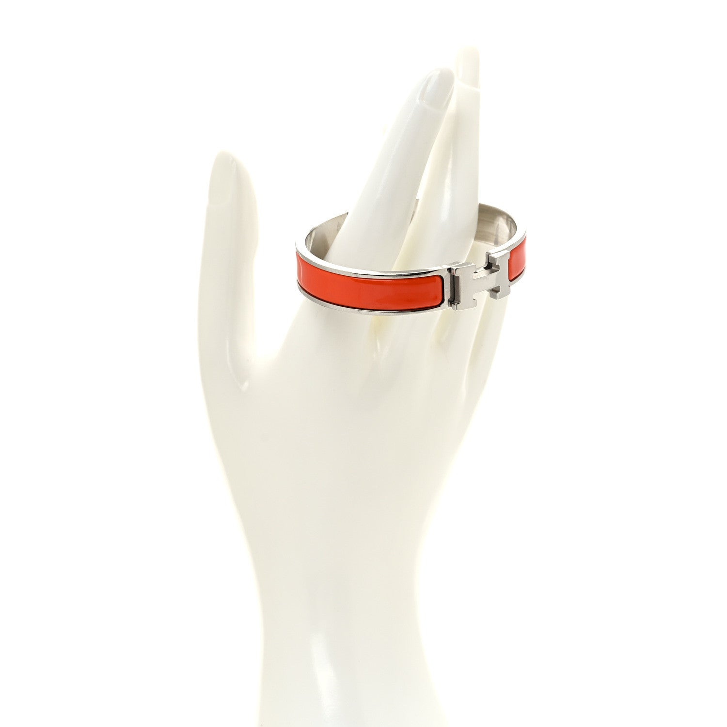 Hermes Enamel Narrow Clic Clac H Bracelet GM Orange 2 of 5