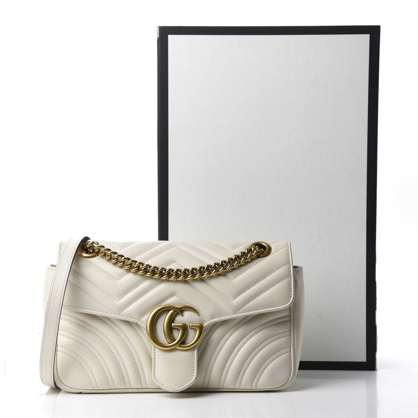 Calfskin Matelasse Small GG Marmont Shoulder Bag White