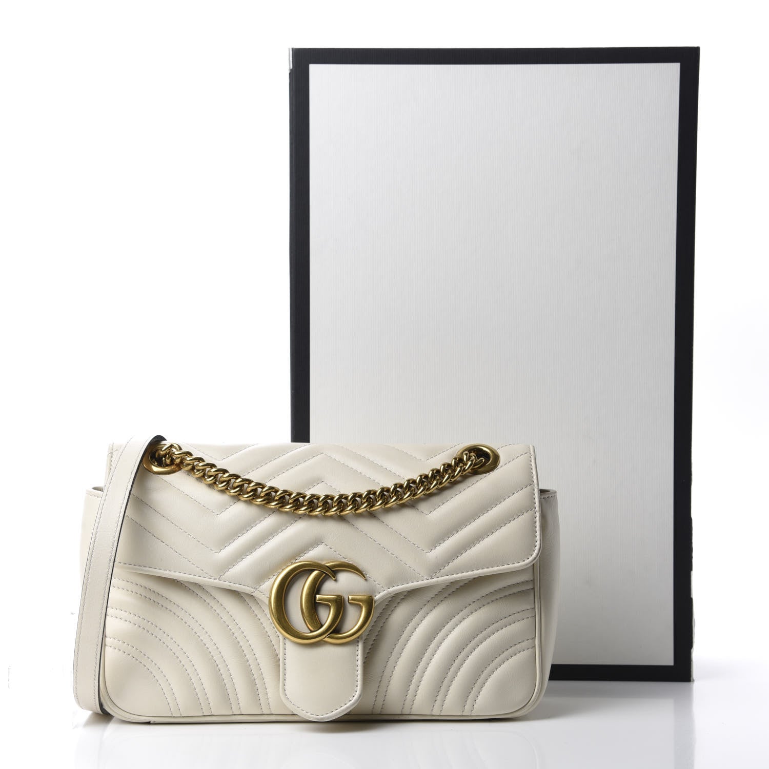 Gucci Calfskin Matelasse Small GG Marmont Shoulder Bag White 11 of 11