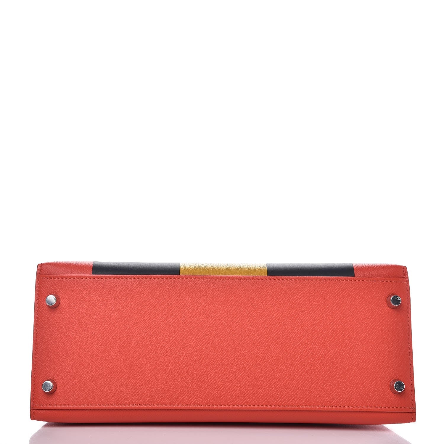 Hermes Epsom Sombrero Chevre Mysore Lettre M Kelly Sellier 28 Capucine Bleu Obscure Ambre 6 of 38