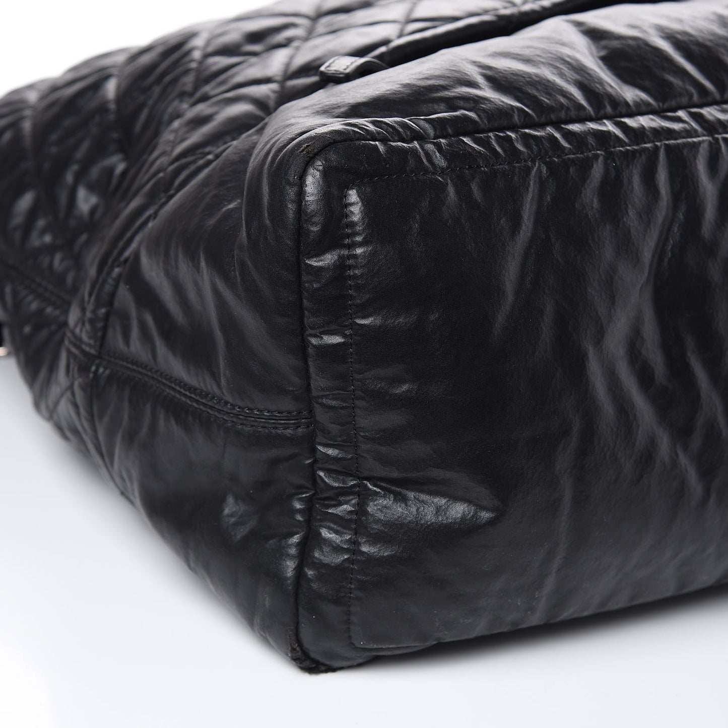 Coated Canvas Quilted Large Garment Travel Bag Black