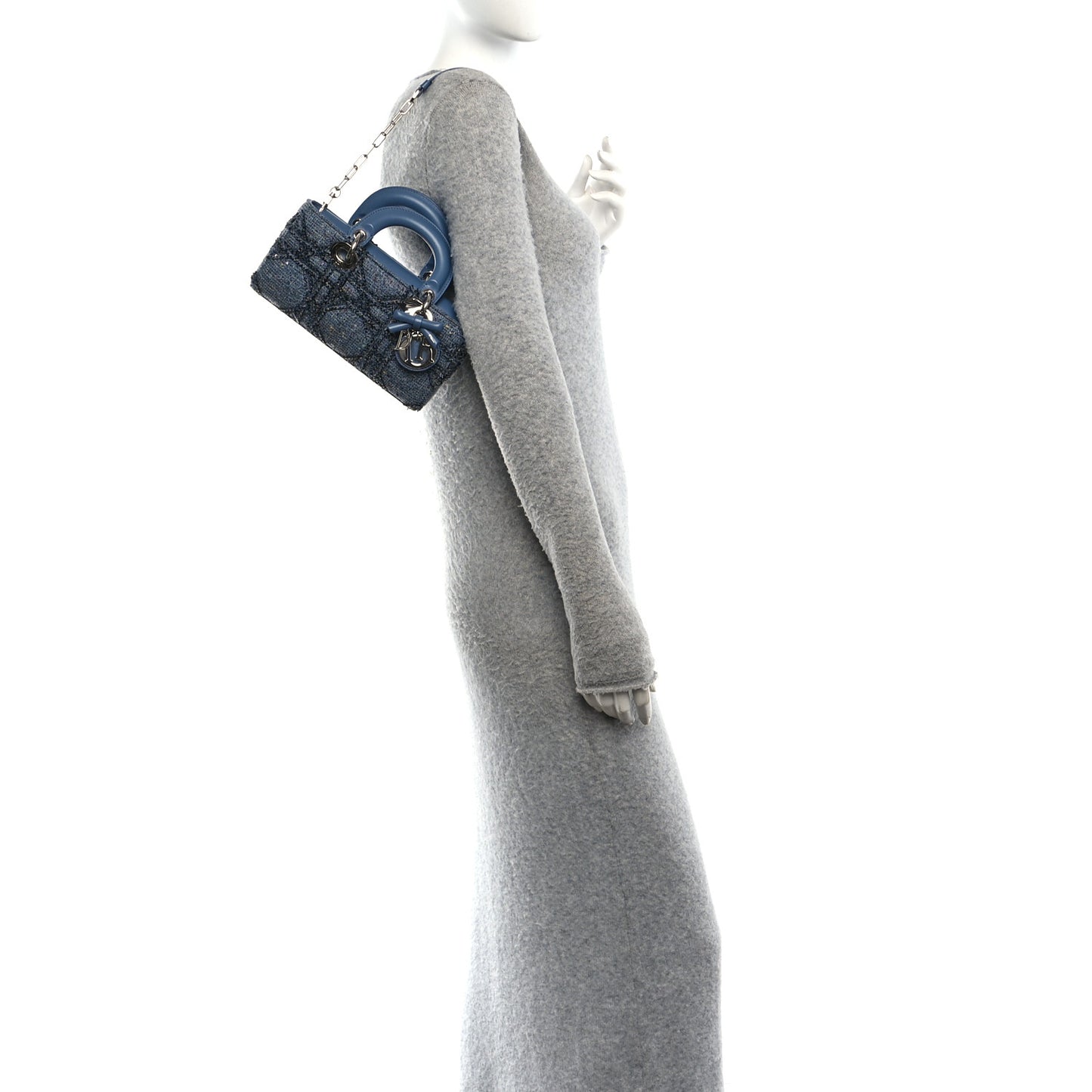Tweed Sequins Embroidered Cannage Small Lady D-Joy Sky Blue Multicolor