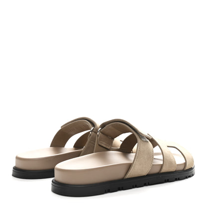 Hermes Suede Goatskin Womens Chypre Sandals 37.5 Beige Sable 5 of 10