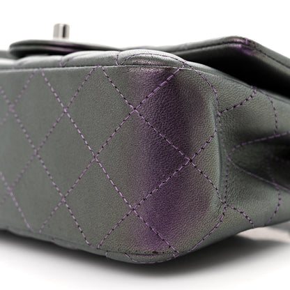 Chanel Iridescent Lambskin Quilted Mini Rectangular Flap Dark Purple 10 of 15