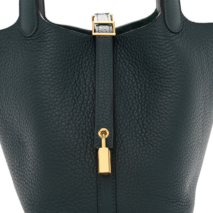 Hermes Taurillon Clemence Picotin Lock 18 PM Vert Cypress 8 of 10