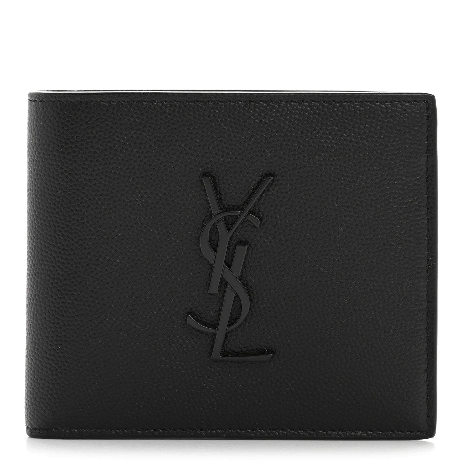 Saint Laurent Grain De Poudre Monogram Monochrome East West Cassandre Bifold Wallet Black 1 of 18