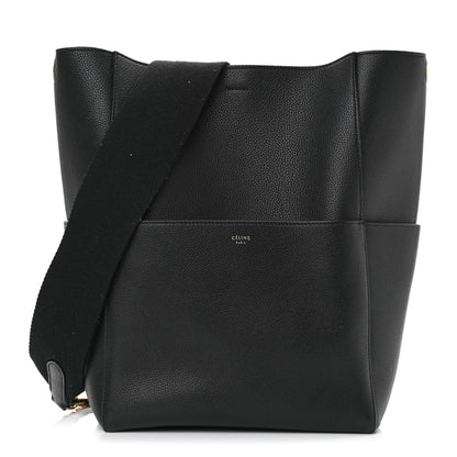 Celine Soft Grained Calfskin Sangle Bucket Bag Black 1 of 10