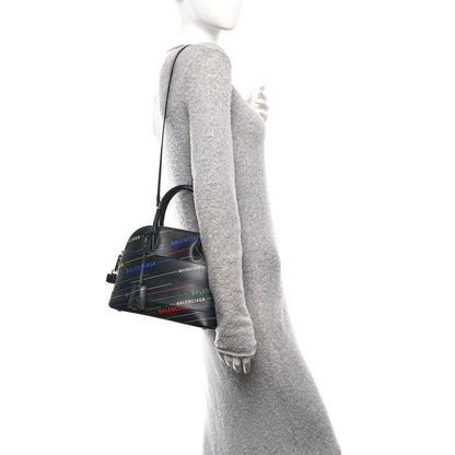 Balenciaga Calfskin Logo Print S Ville Top Handle Bag Black Multicolor 2 of 10